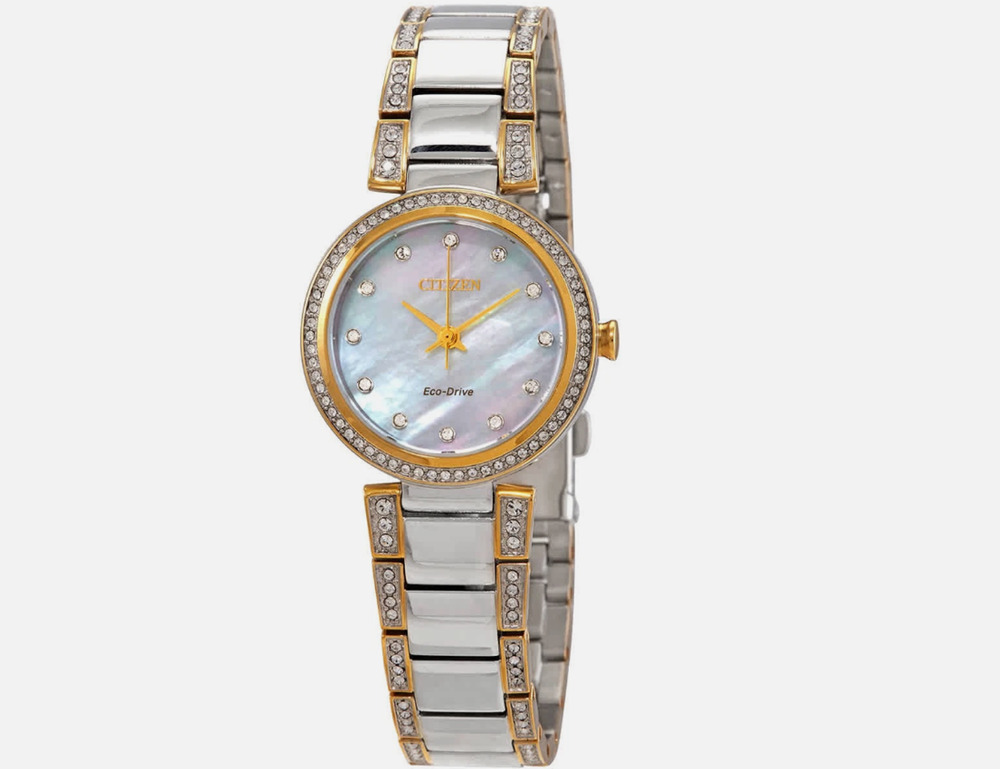 RARE Citizen Silhouette Crystal MOP Dial Ladies Watch EM0844-58D